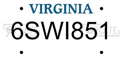 6SWI851 Virginia License Plate