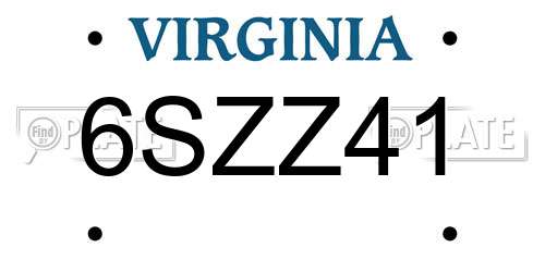 6SZZ41 Virginia License Plate