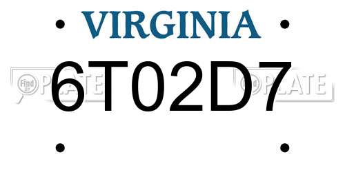 6T02D7 Virginia License Plate