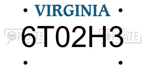 6T02H3 Virginia License Plate