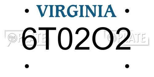 6T02O2 Virginia License Plate