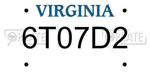 6T07D2 Virginia License Plate