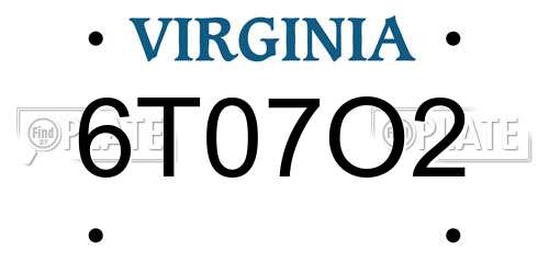 6T07O2 Virginia License Plate