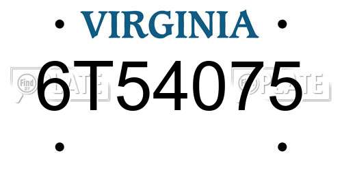 6T54075 Virginia License Plate