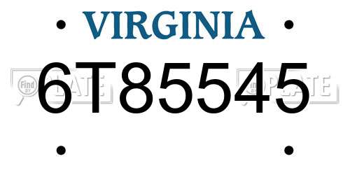 6T85545 Virginia License Plate