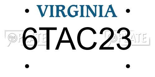 6TAC23 Virginia License Plate