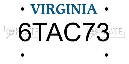 6TAC73 Virginia License Plate
