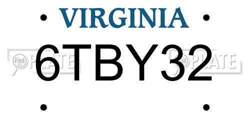 6TBY32 Virginia License Plate