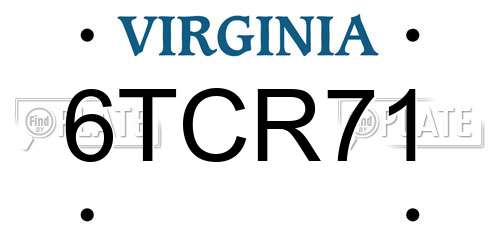 6TCR71 Virginia License Plate