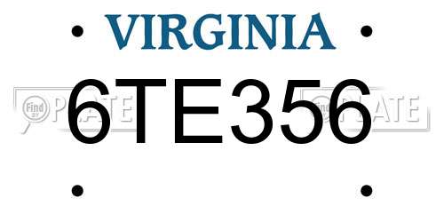 6TE356 Virginia License Plate