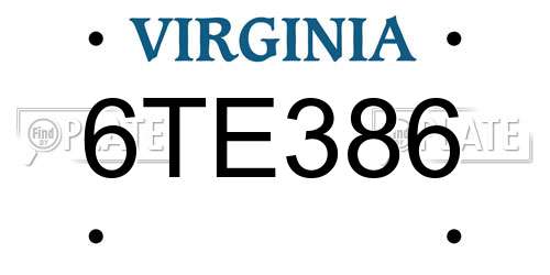 6TE386 Virginia License Plate