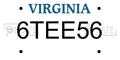 6TEE56 Virginia License Plate