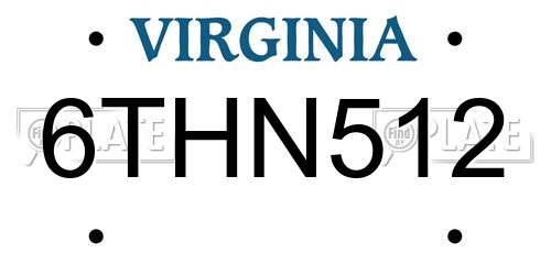 6THN512 Virginia License Plate