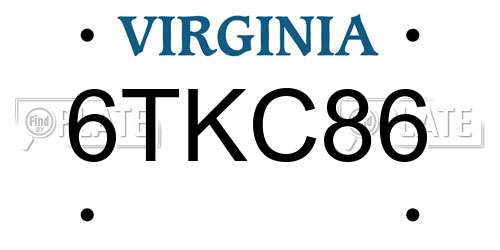 6TKC86 Virginia License Plate