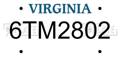 6TM2802 Virginia License Plate