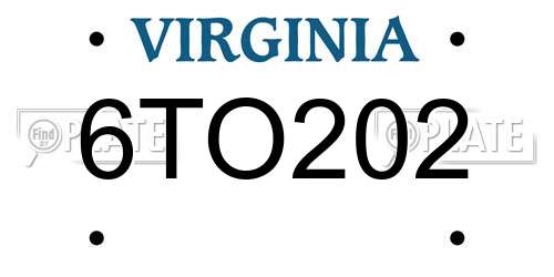 6TO202 Virginia License Plate