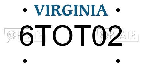 6TOT02 Virginia License Plate