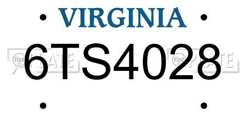 6TS4028 Virginia License Plate