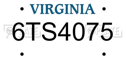 6TS4075 Virginia License Plate