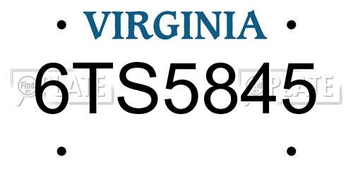 6TS5845 Virginia License Plate