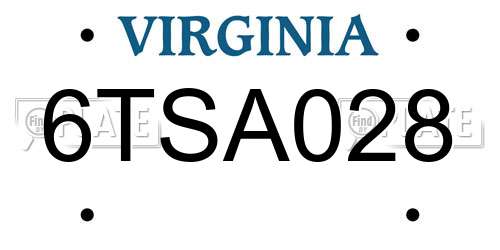 6TSA028 Virginia License Plate