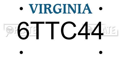 6TTC44 Virginia License Plate