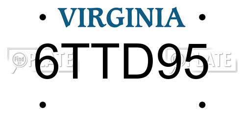 6TTD95 Virginia License Plate