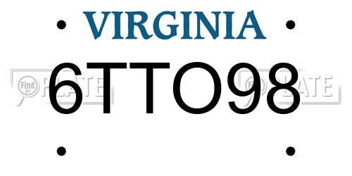 6TTO98 Virginia License Plate