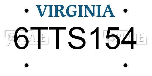 6TTS154 Virginia License Plate
