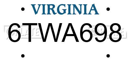 6TWA698 Virginia License Plate