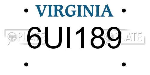 6UI189 Virginia License Plate