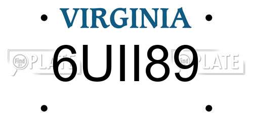6UII89 Virginia License Plate