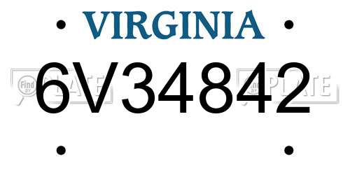 6V34842 Virginia License Plate