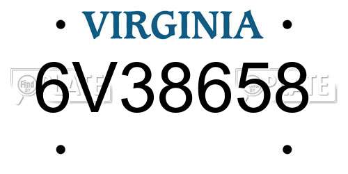 6V38658 Virginia License Plate