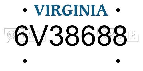 6V38688 Virginia License Plate