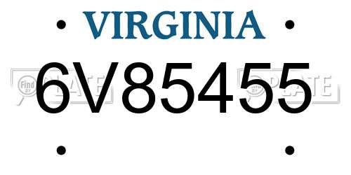 6V85455 Virginia License Plate