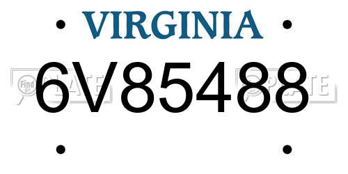 6V85488 Virginia License Plate
