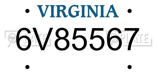 6V85567 Virginia License Plate