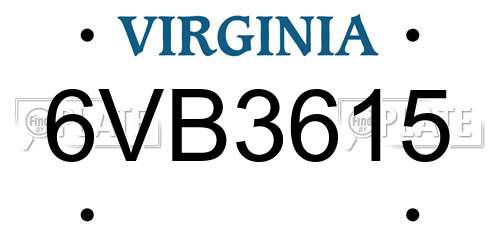 6VB3615 Virginia License Plate