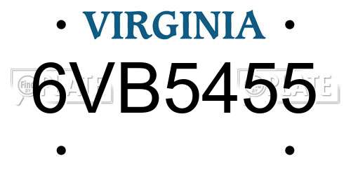 6VB5455 Virginia License Plate