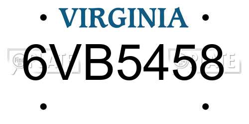 6VB5458 Virginia License Plate