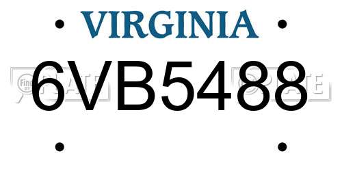 6VB5488 Virginia License Plate