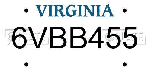 6VBB455 Virginia License Plate