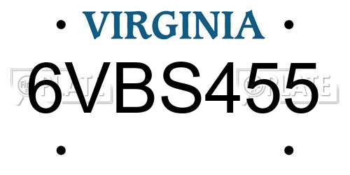 6VBS455 Virginia License Plate