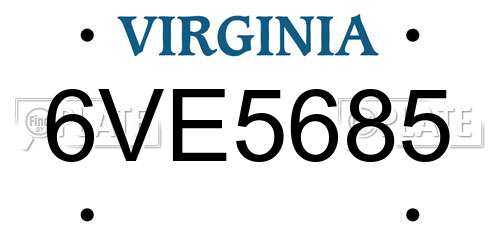 6VE5685 Virginia License Plate
