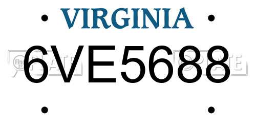 6VE5688 Virginia License Plate