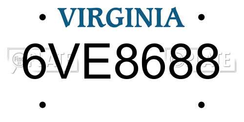 6VE8688 Virginia License Plate