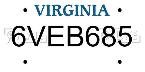 6VEB685 Virginia License Plate