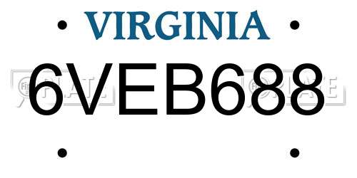 6VEB688 Virginia License Plate