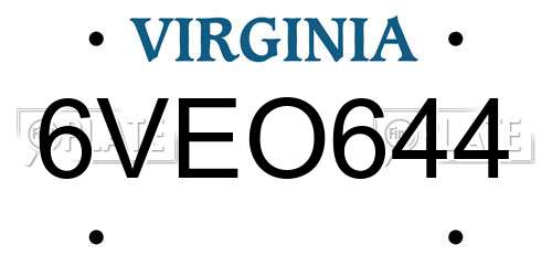 6VEO644 Virginia License Plate